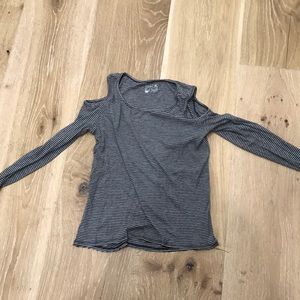 striped long sleeve with cut out shoulders